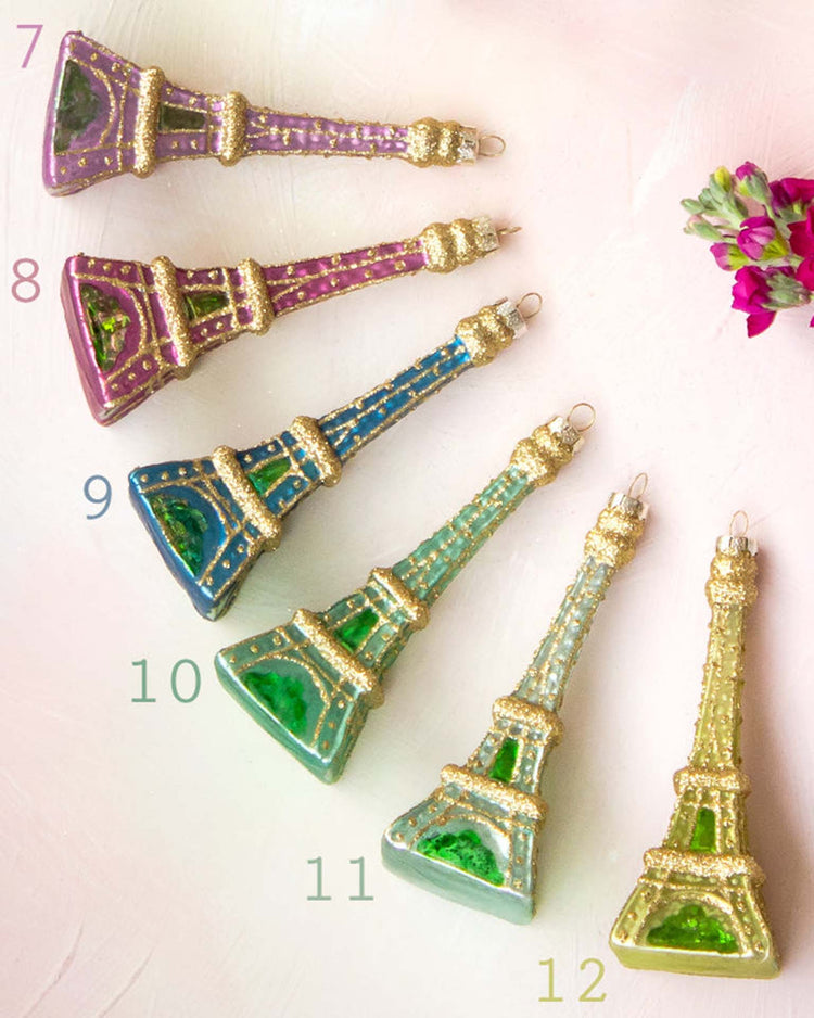 Little glitterville paper + party rainbow Eiffel tower ornaments