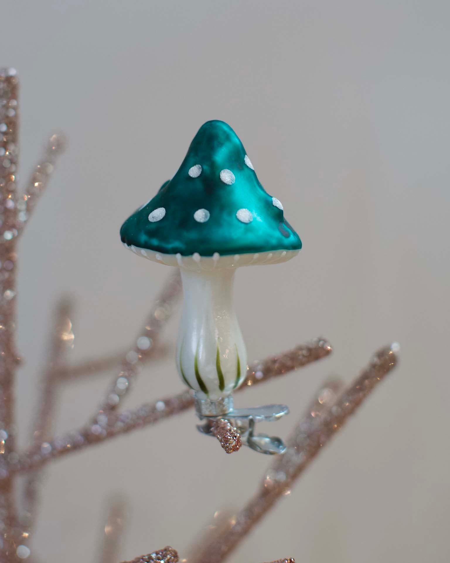 teal clipon mushroom ornament Little
