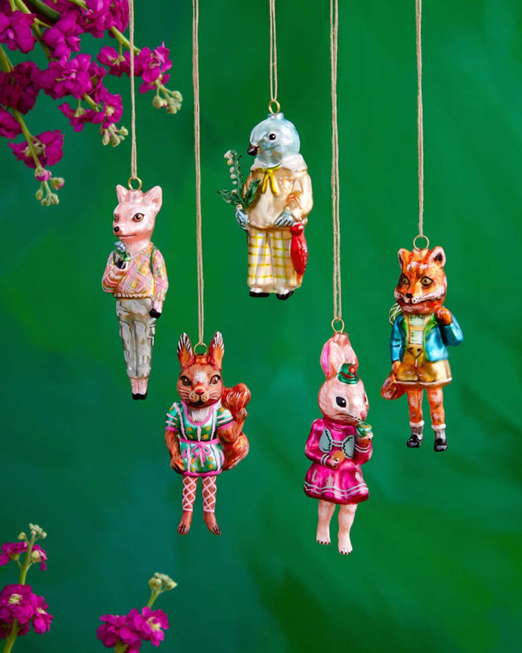 Little glitterville paper + party woodland animal ornaments