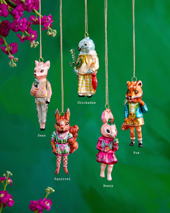Little glitterville paper + party woodland animal ornaments