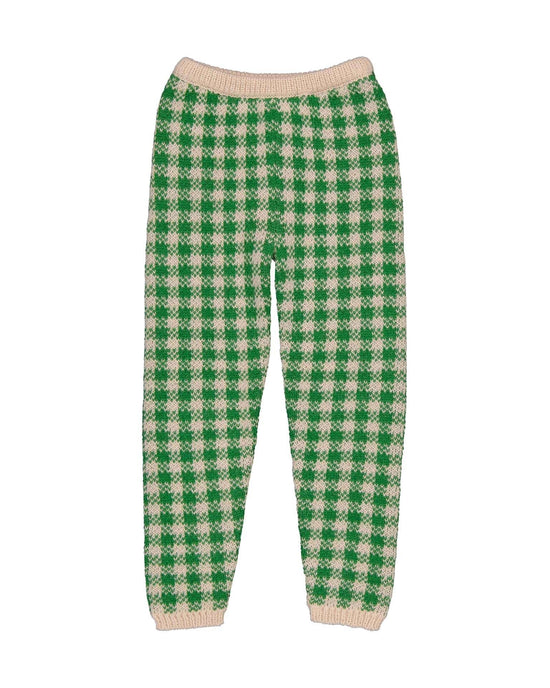 Little hello simone kids cool knit pant in green gingham