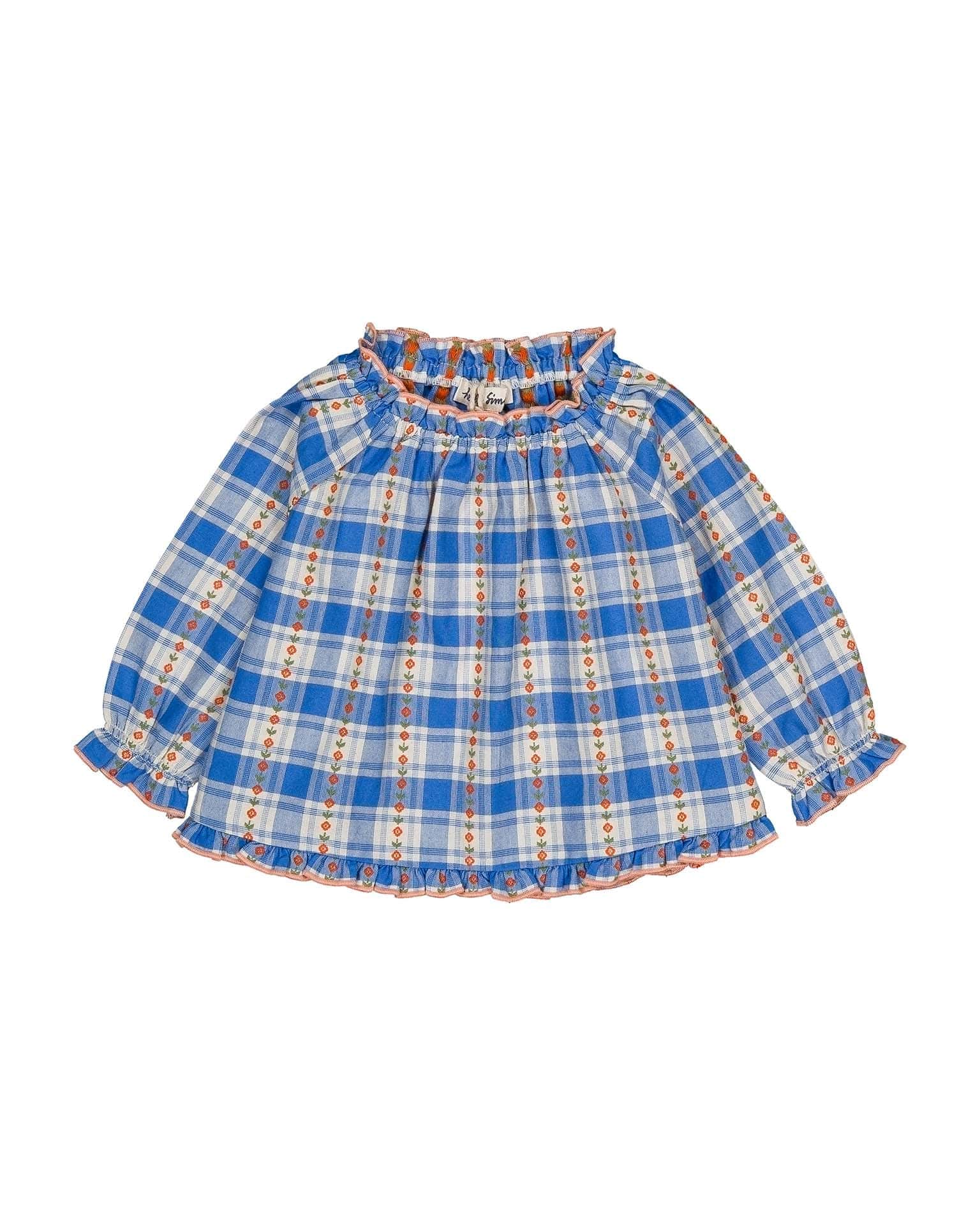 maline baby blouse in blue check
