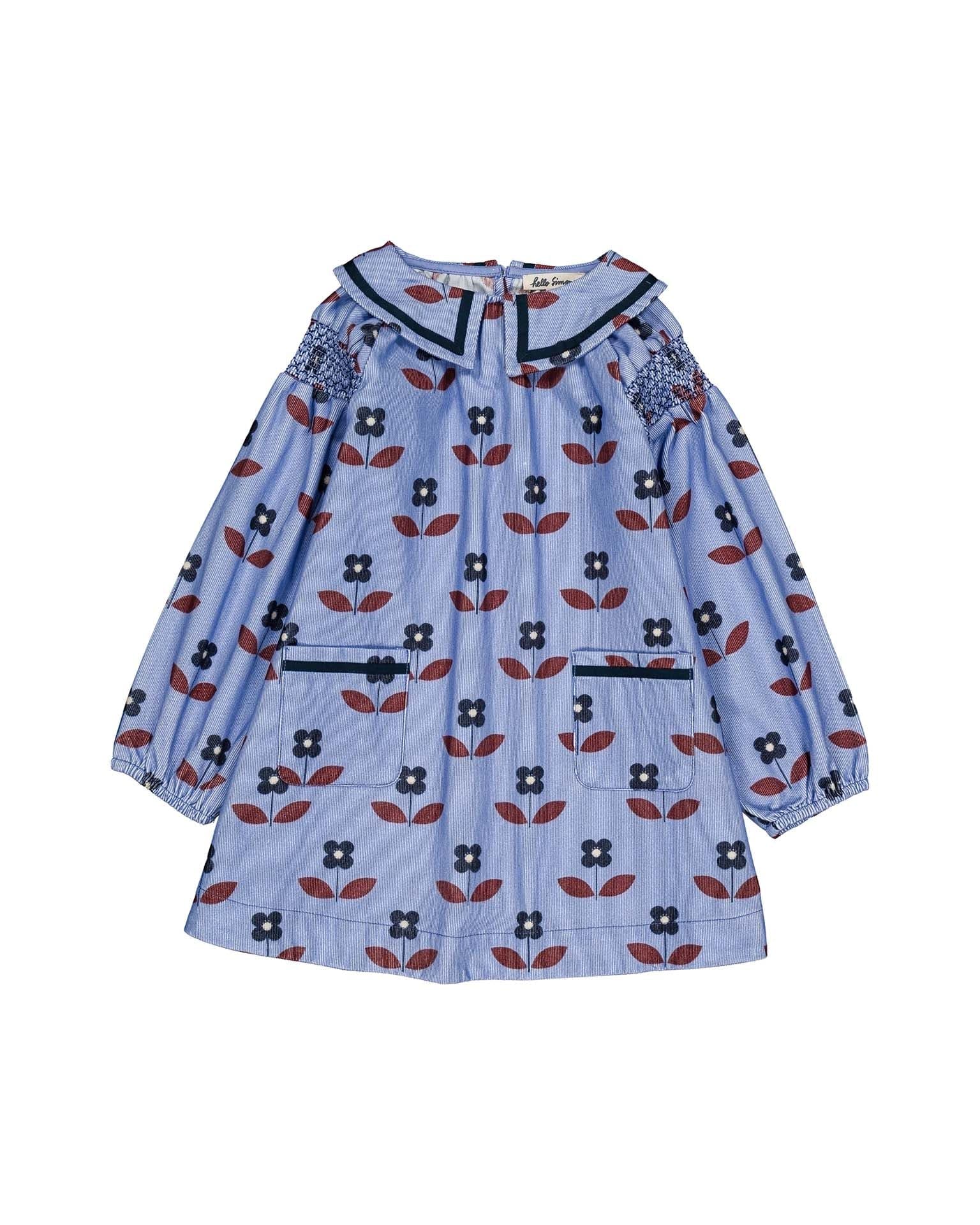 martha dress in flora blue