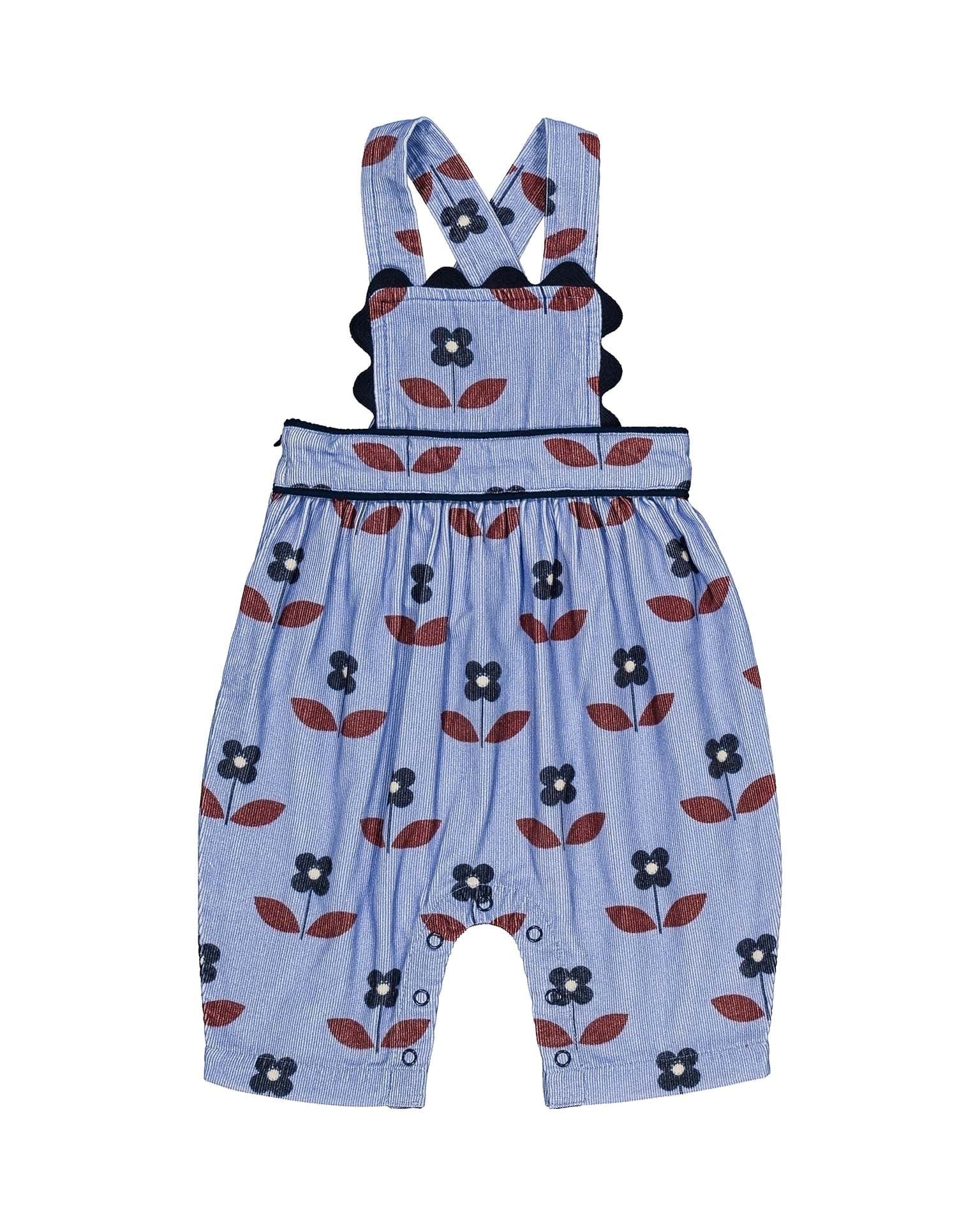 pirouette baby overall in flora blue