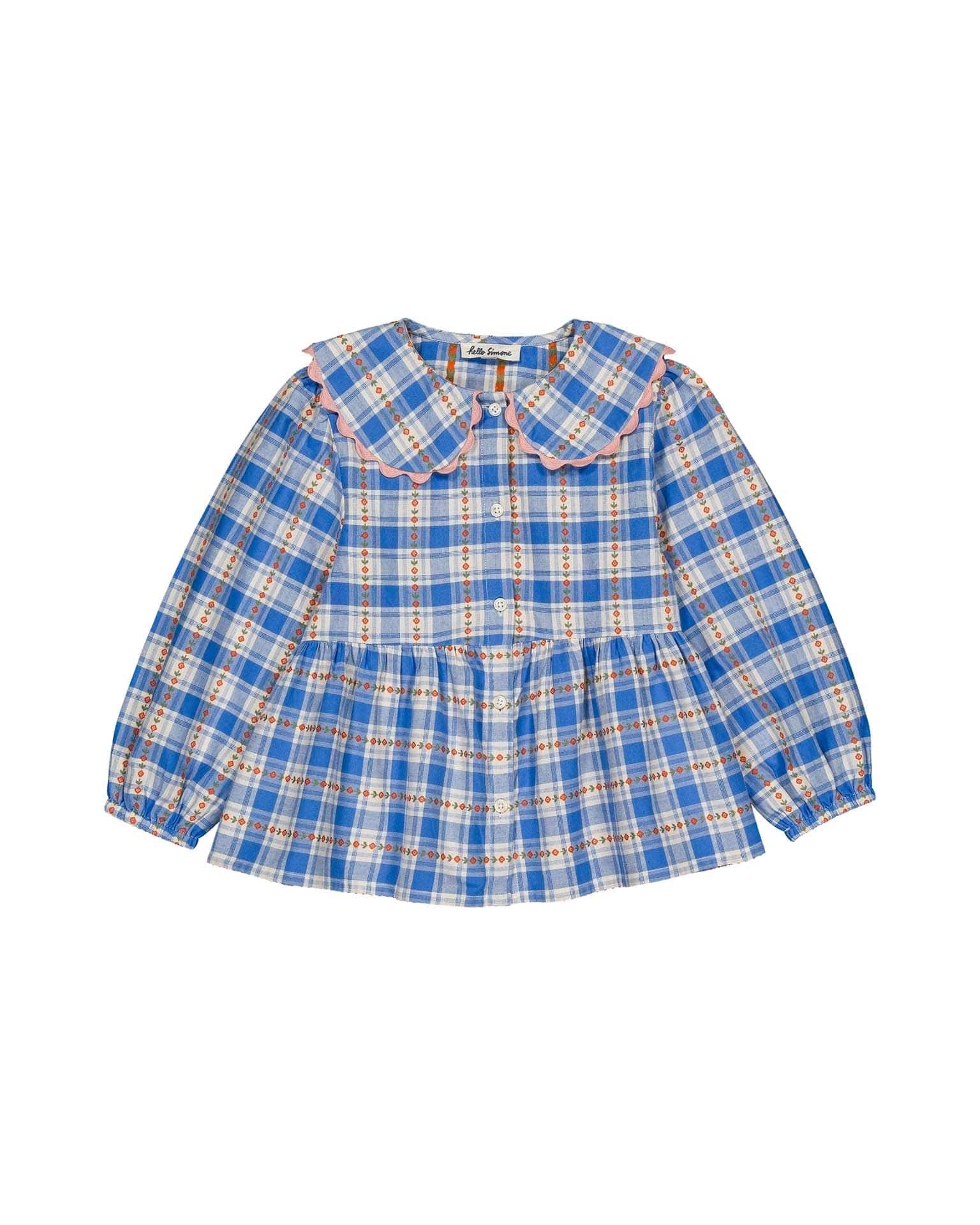 prune blouse in blue check