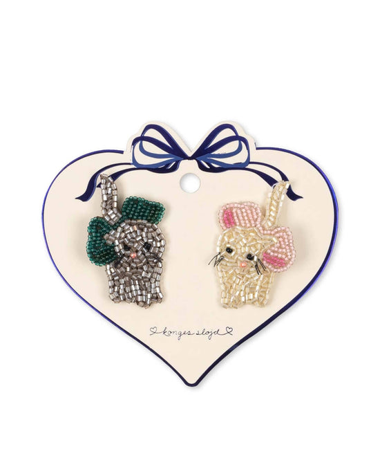 Little konges sløjd accessories beaded hair clip set in bow kitty