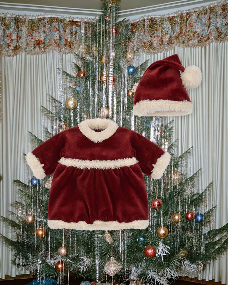 Little konges sløjd play one size doll christmas dress + hat in jolly red