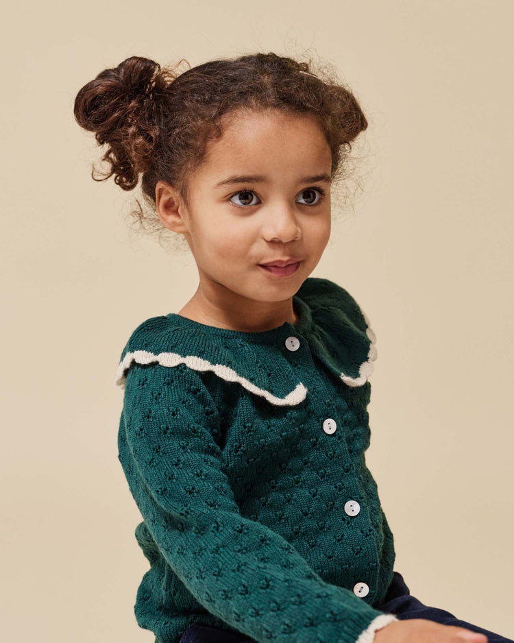 Little konges sløjd KIDS holiday knit cardigan in forest