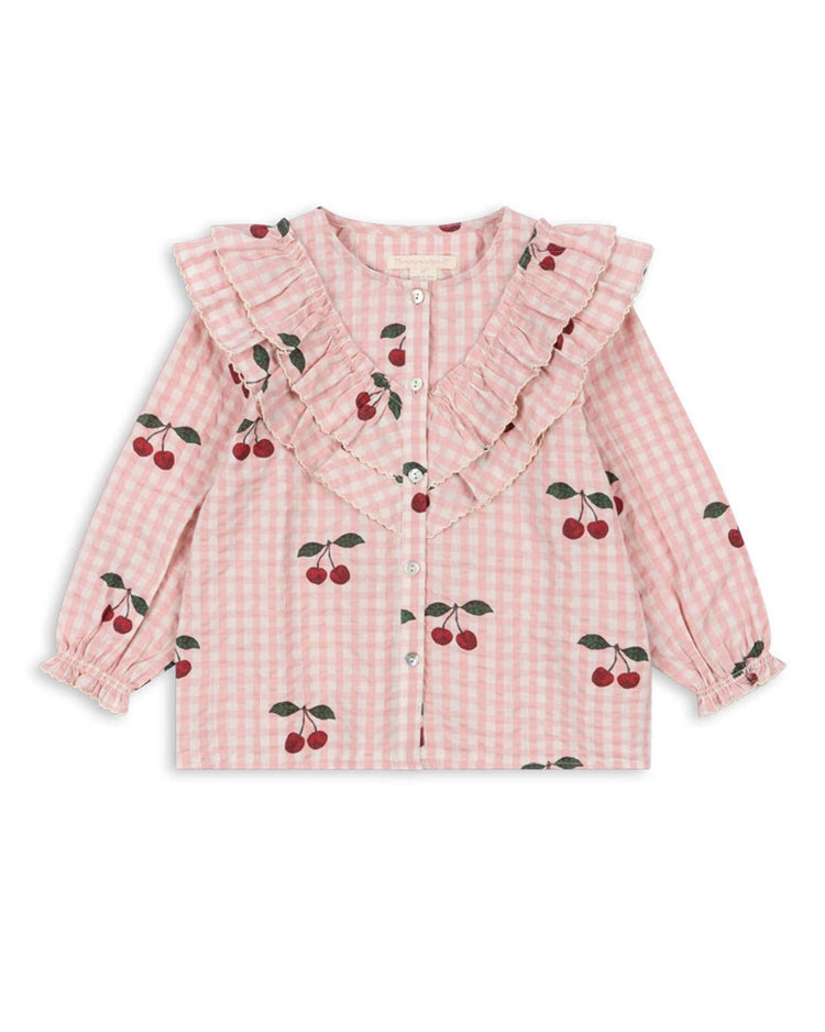 Little konges sløjd kids kim frill blouse in cherry check