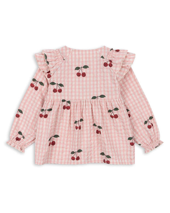 Little konges sløjd kids kim frill blouse in cherry check