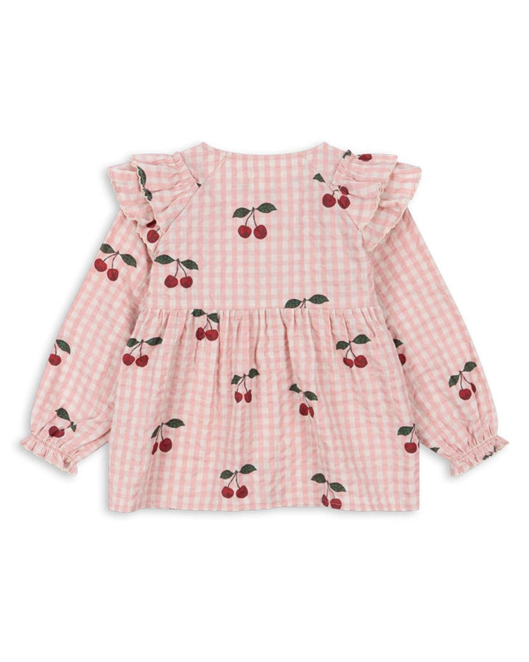 Little konges sløjd kids kim frill blouse in cherry check