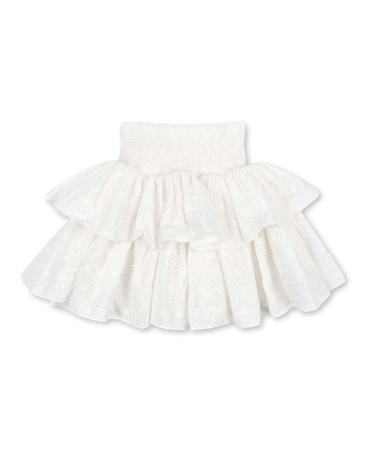 Little konges sløjd kids lacey smock skirt in optic white