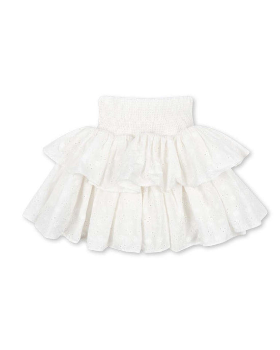 Little konges sløjd kids lacey smock skirt in optic white