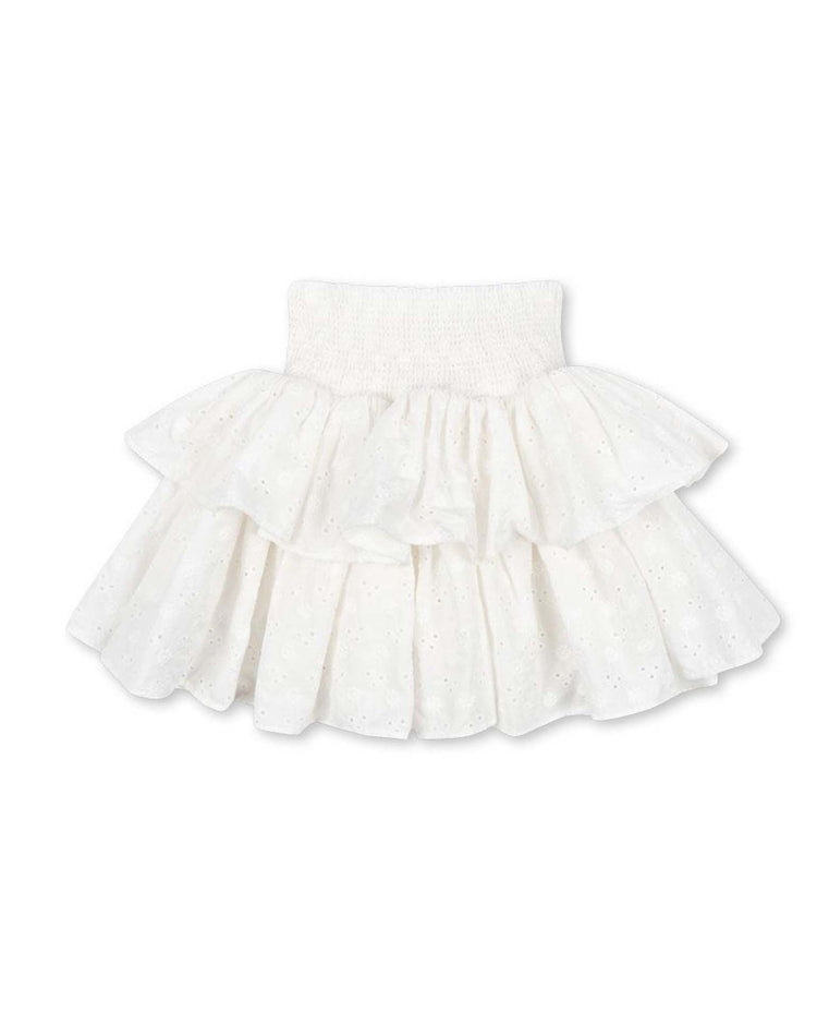 Little konges sløjd kids lacey smock skirt in optic white