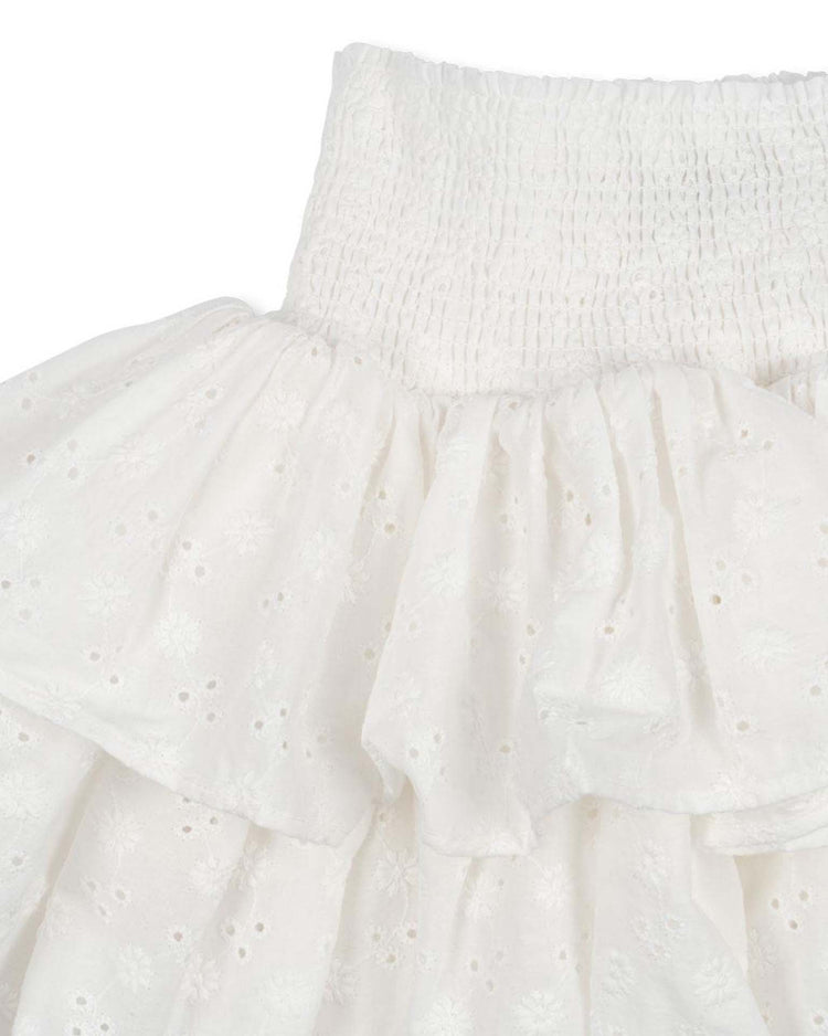 Little konges sløjd kids lacey smock skirt in optic white