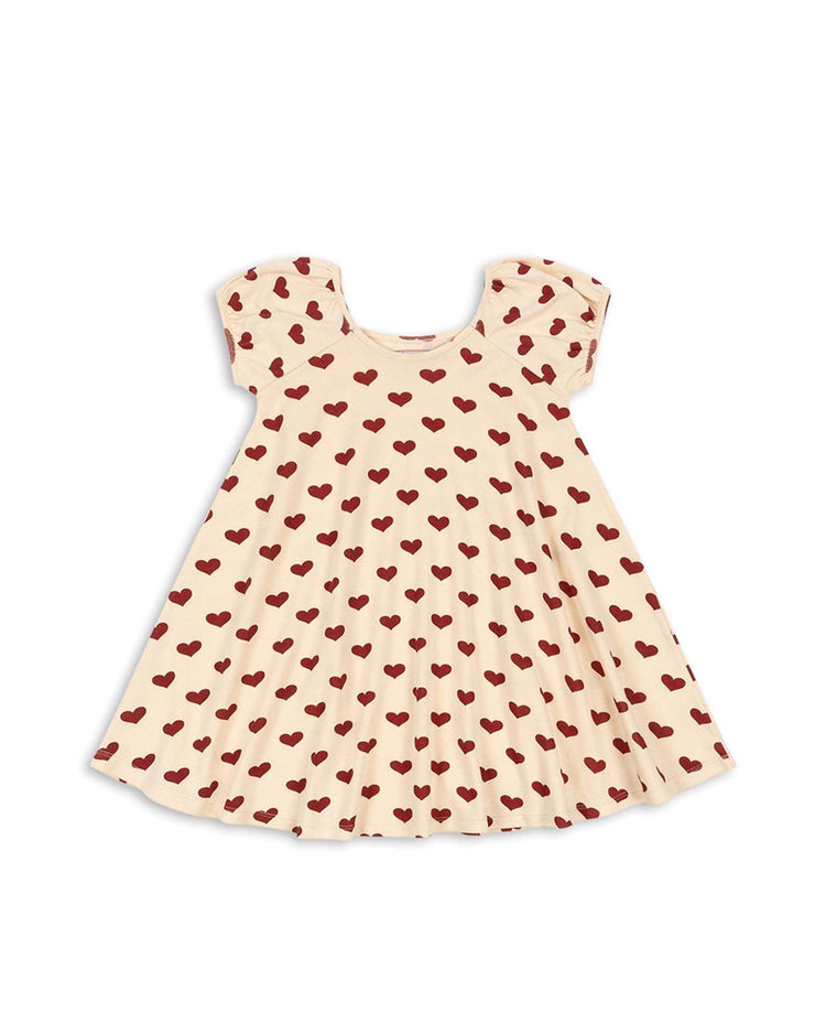 Little konges sløjd kids short sleeve dress in amour rouge