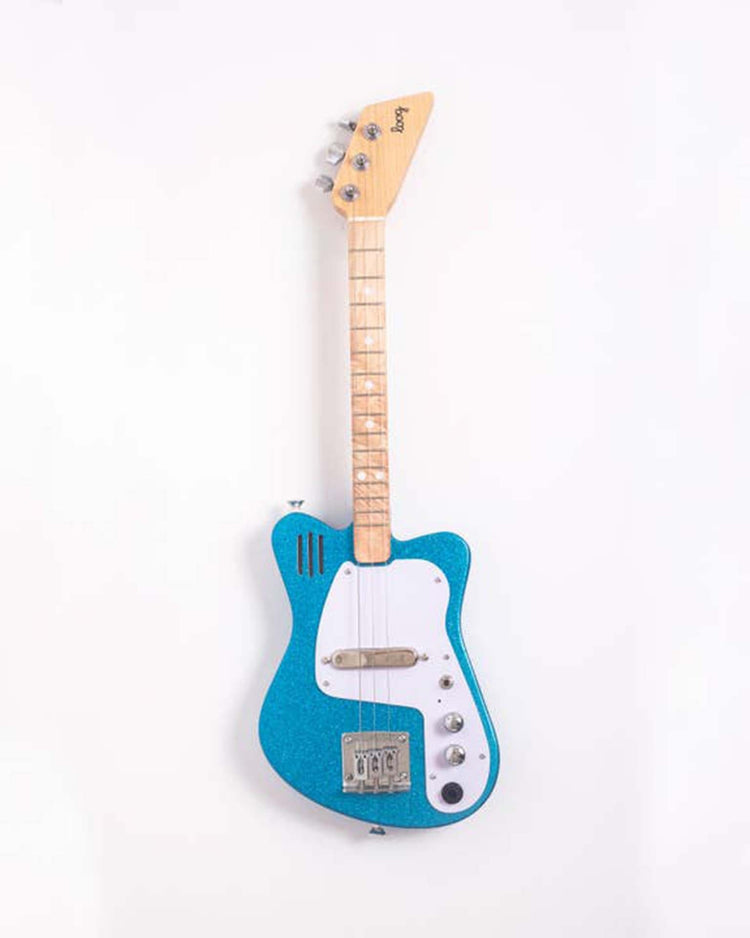 Little loog guitars play loog mini electric in blue sparkle