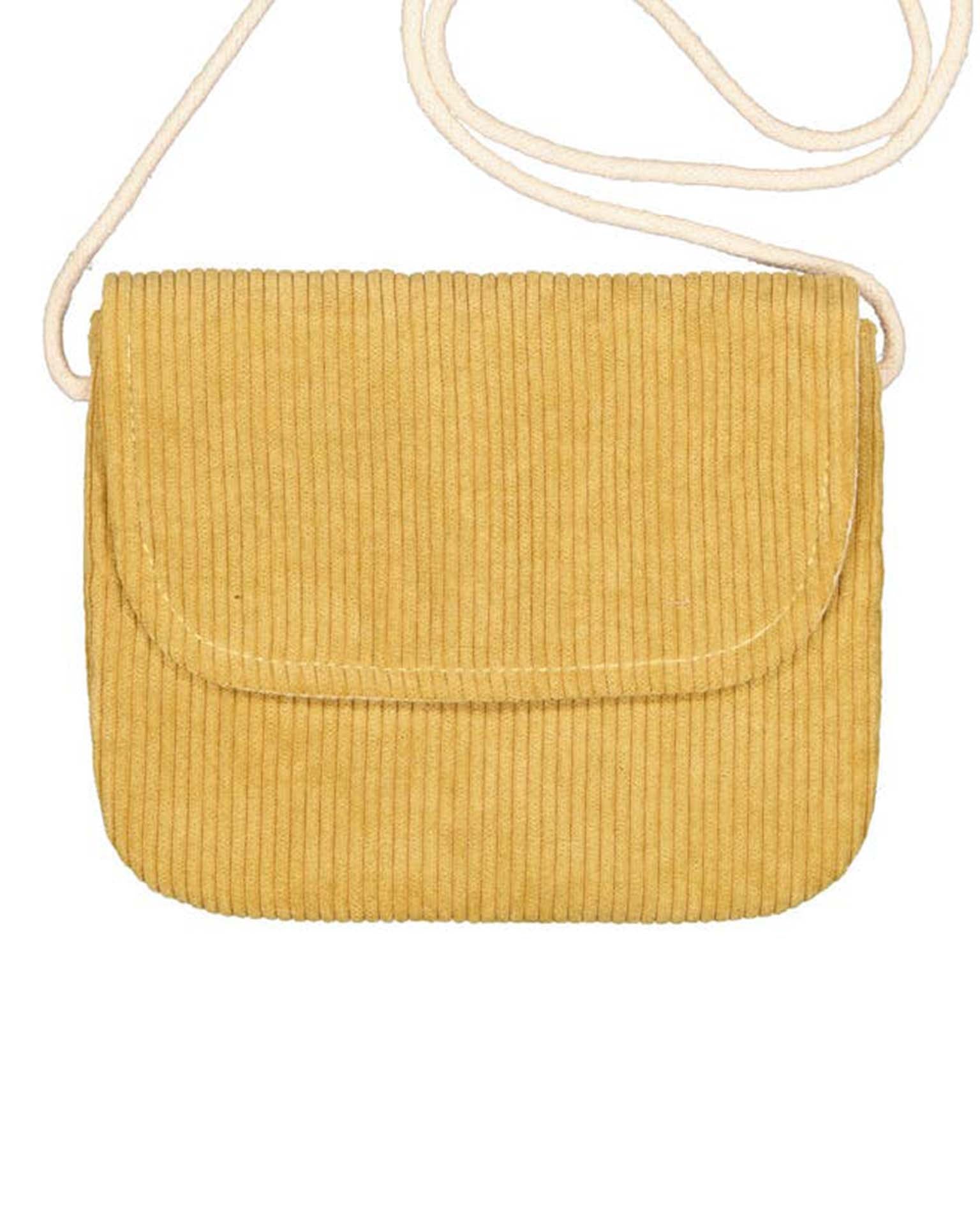 Little luciole et petit pois accessories corduroy purse in mustard
