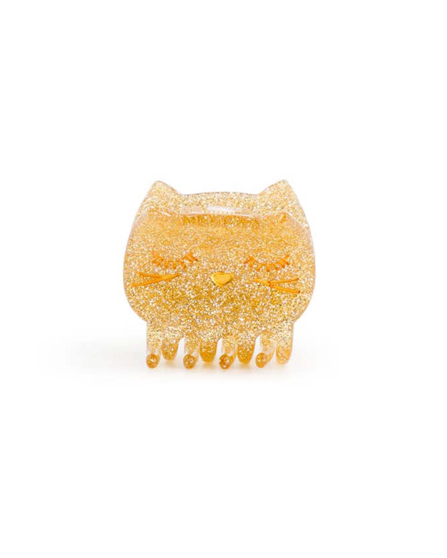 Little luciole et petit pois accessories mini cat clip in gold glitter