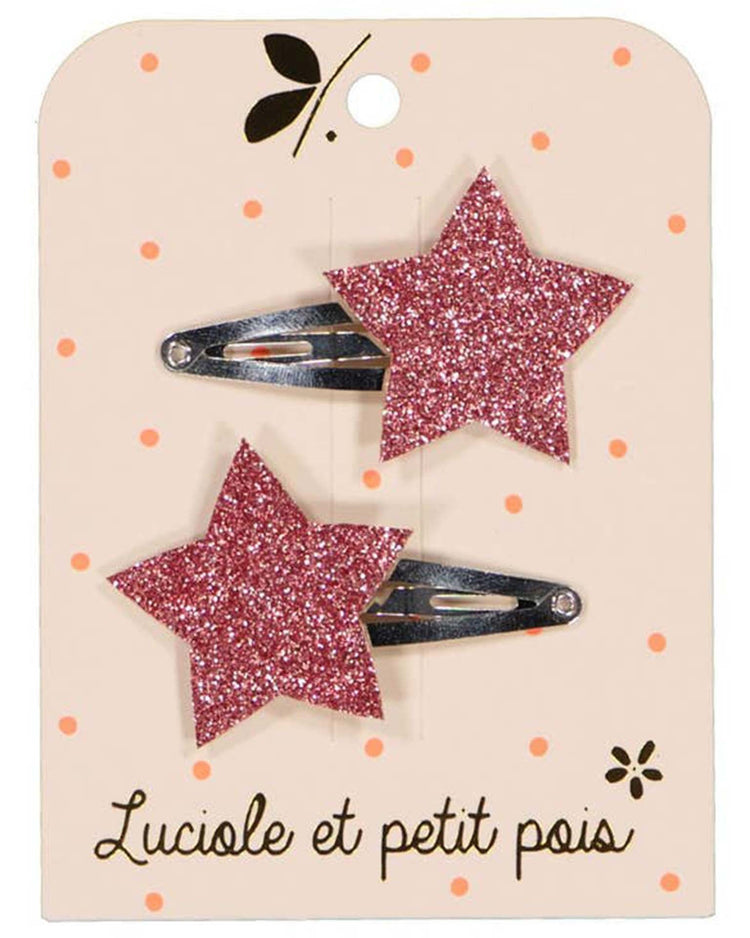 Little luciole et petit pois accessories star hair clips in raspberry glitter