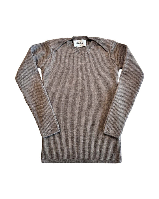 Little mabli baby sylfaen rib wool top in morel