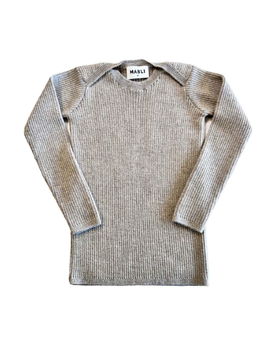 Little mabli baby sylfaen rib wool top in wheat