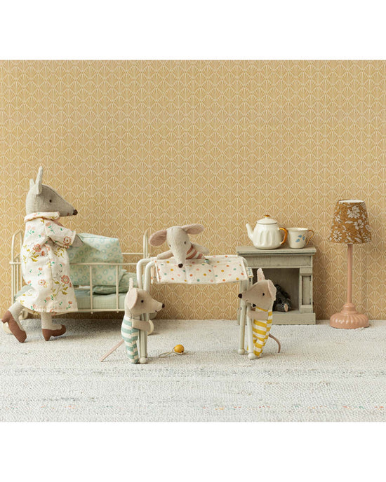 Little maileg play baby mouse nursery table in off white