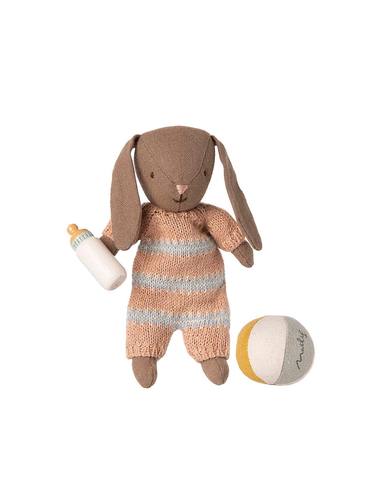 Little maileg play bunny set, micro - brown - dusty rose