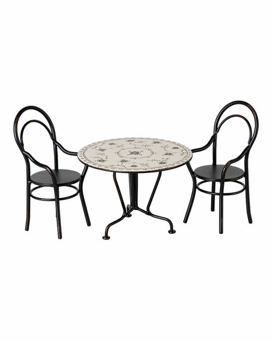 Little maileg play dining table set with 2 chairs, miniature