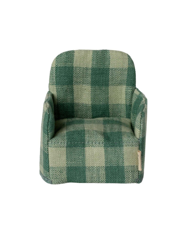 Little maileg play folding chair, mouse - green check