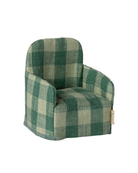 Little maileg play folding chair, mouse - green check