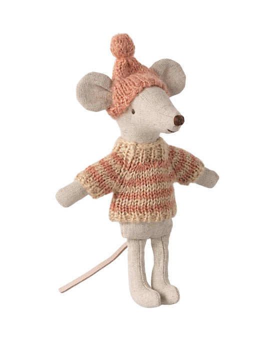 Little maileg play knitted sweater + hat for big sister mouse
