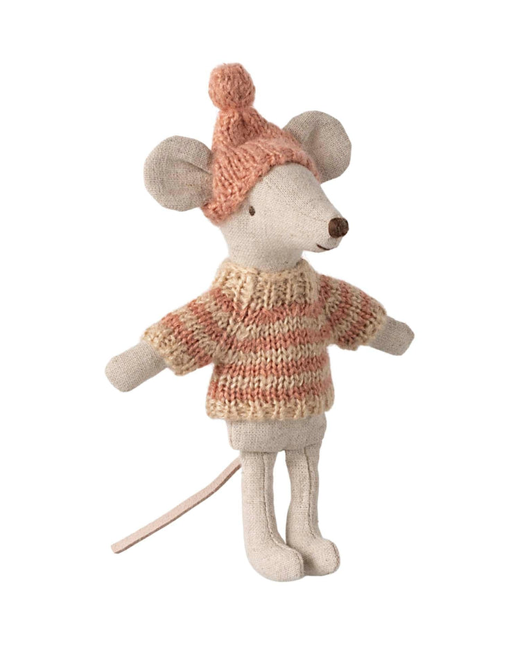 Little maileg play knitted sweater + hat for big sister mouse