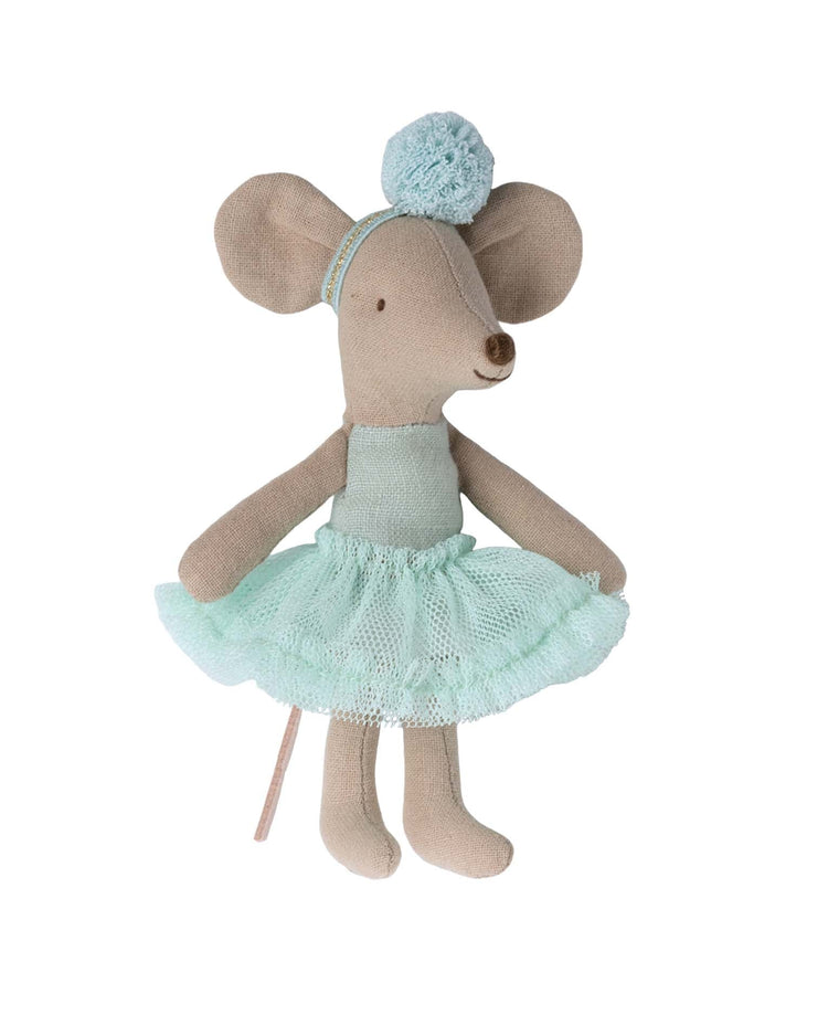 Little maileg play little sister ballerina mouse in light mint