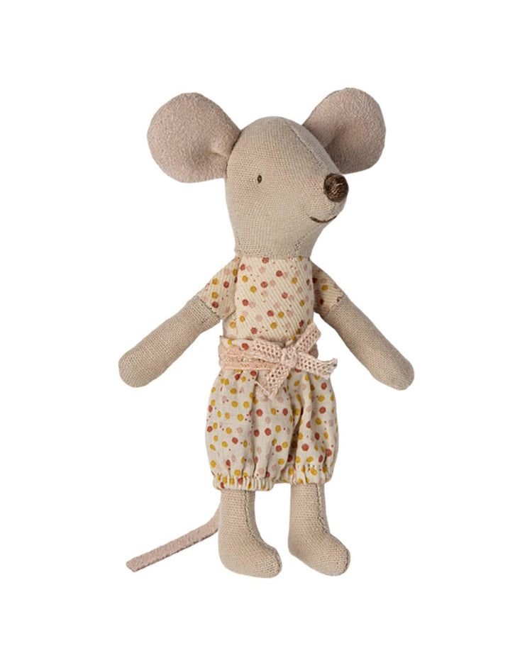 Little maileg play little sister mouse in matchbox polka dots