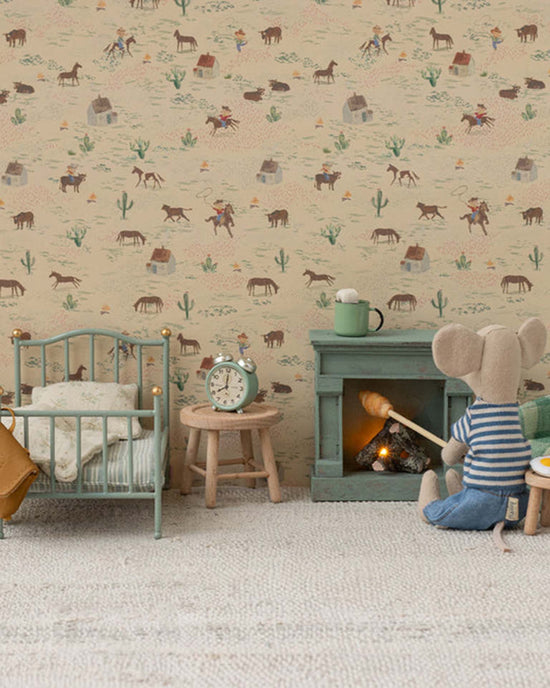 Little maileg play mouse alarm clock in mint