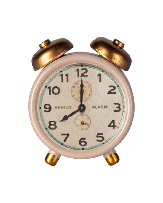 Little maileg play mouse alarm clock in powder
