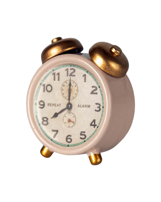 Little maileg play mouse alarm clock in powder