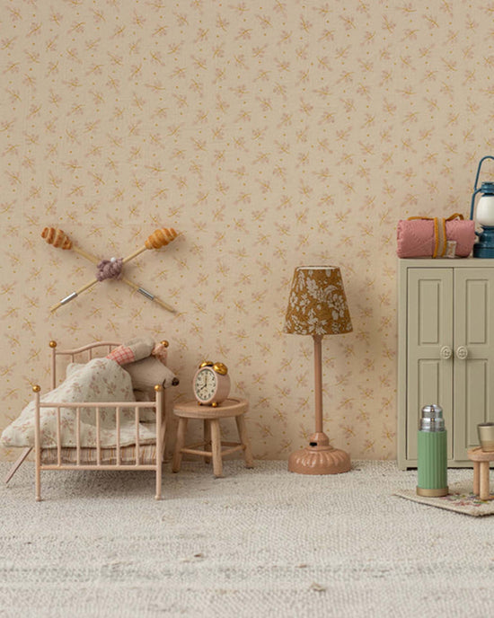 Little maileg play mouse alarm clock in powder