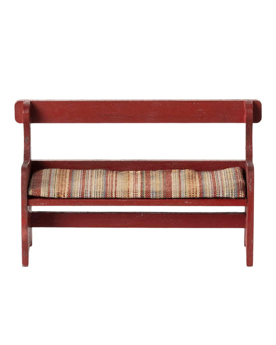 maileg mouse bench in red play at Little