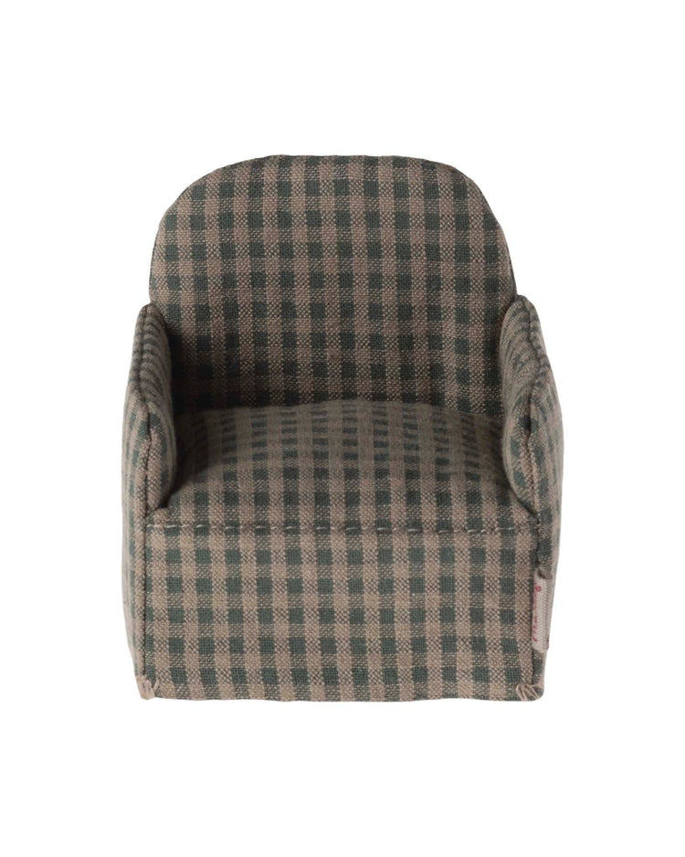 Little maileg play mouse chair in green checker