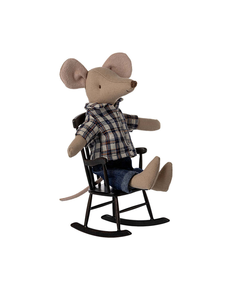 Little maileg play mouse rocking chair in anthracite