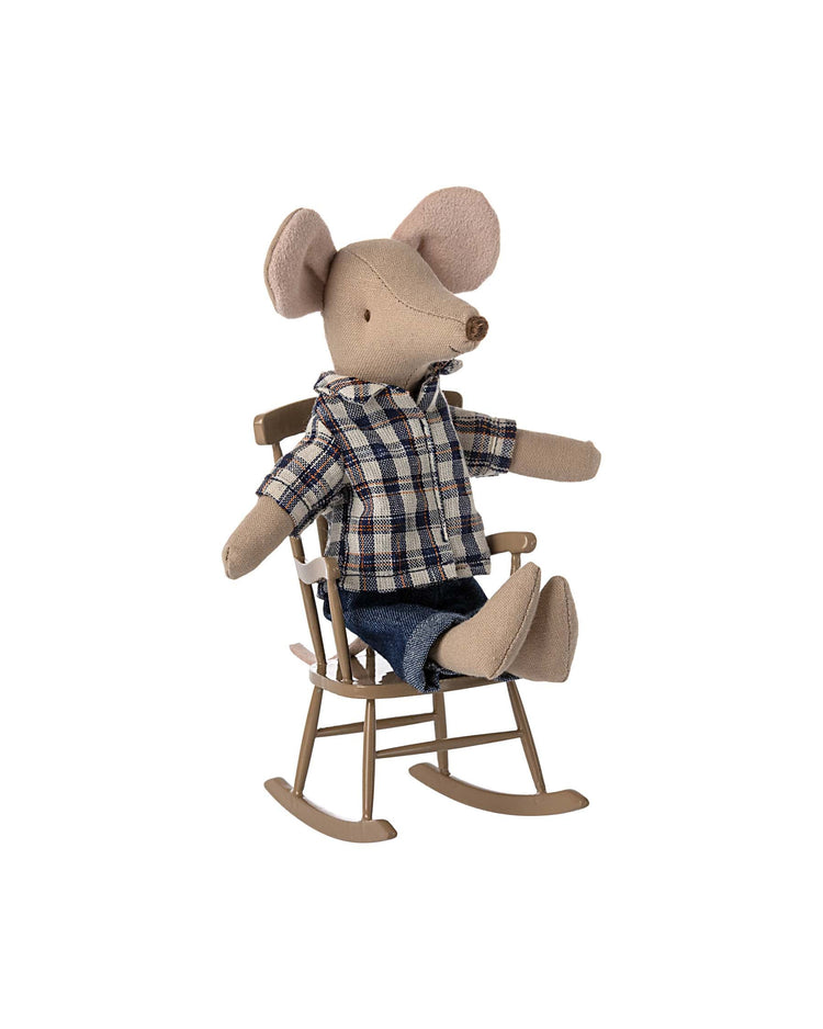 Little maileg play mouse rocking chair in light brown