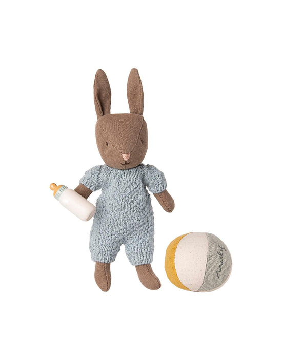 Little maileg play rabbit set, micro - brown - blue