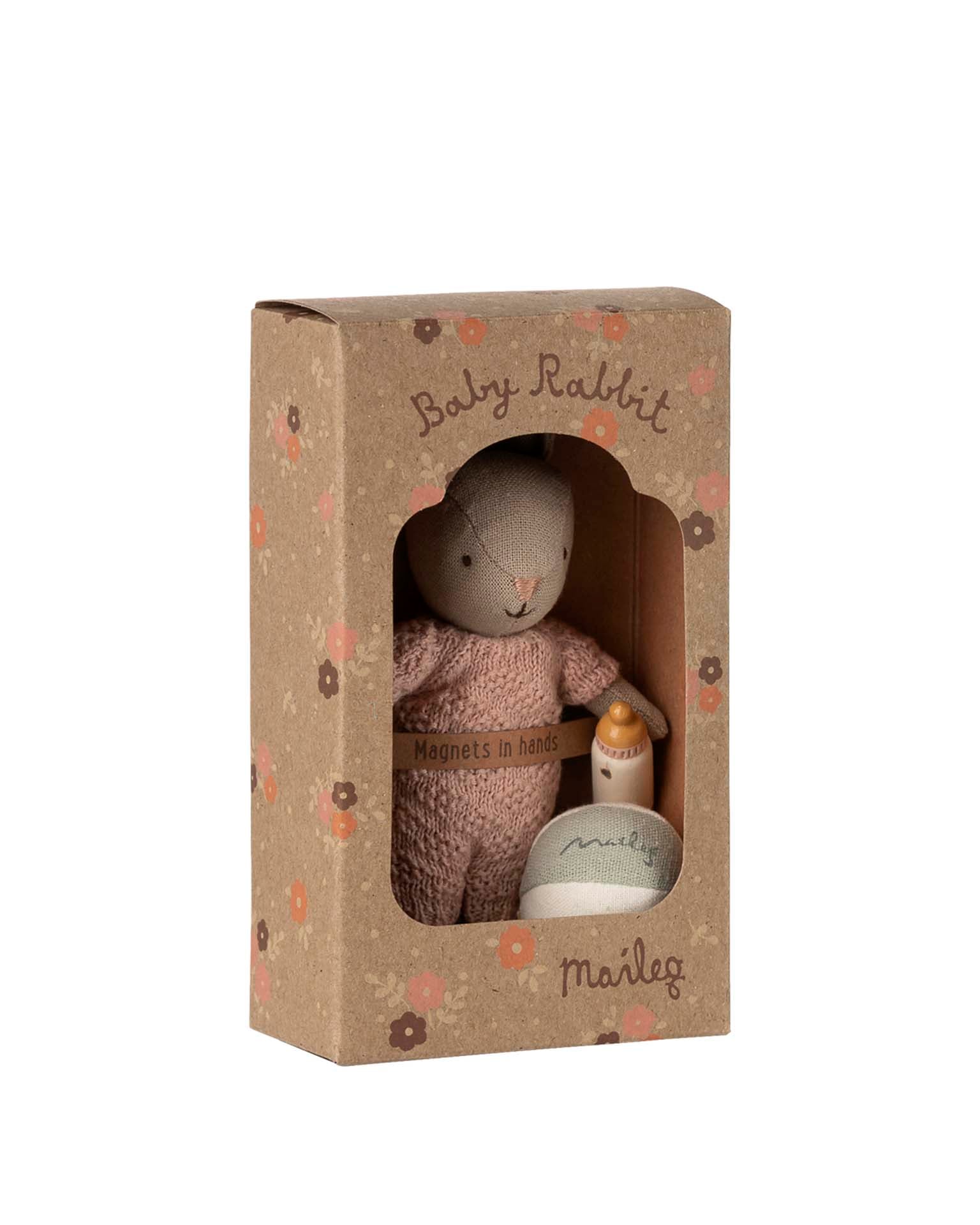 Maileg Rabbit set, Micro - Sand - Rose Maileg Rabbit set, Micro - Sand - Rose