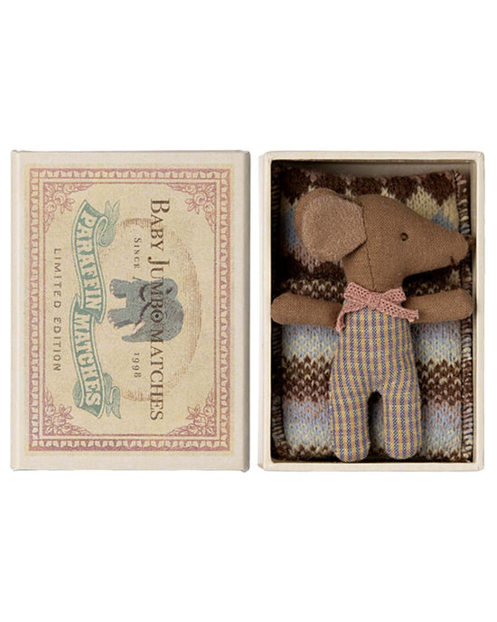 Little maileg play rose sleepy/wakey baby mouse in matchbox