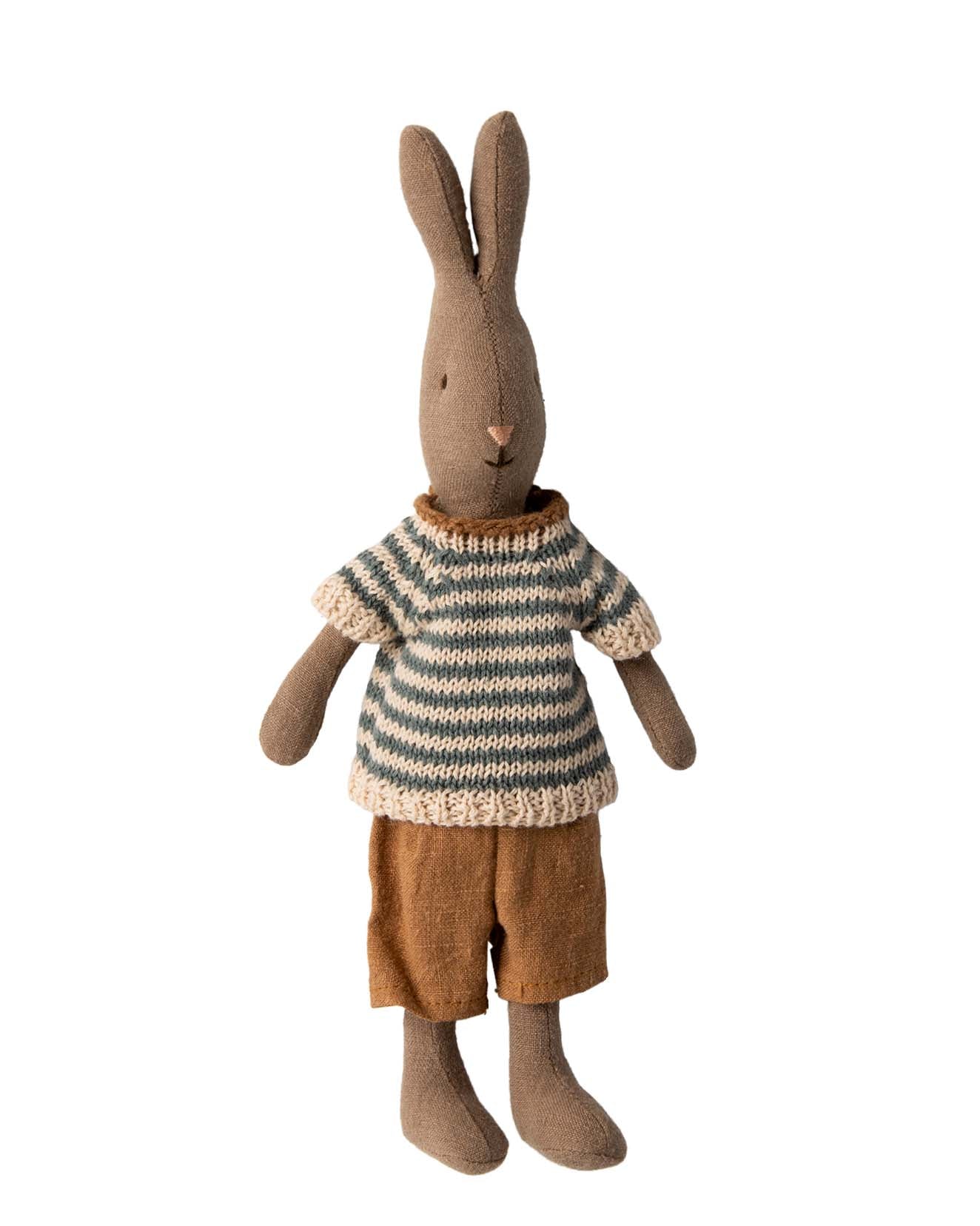 Little maileg play size 1 rabbit in brown shirt + shorts