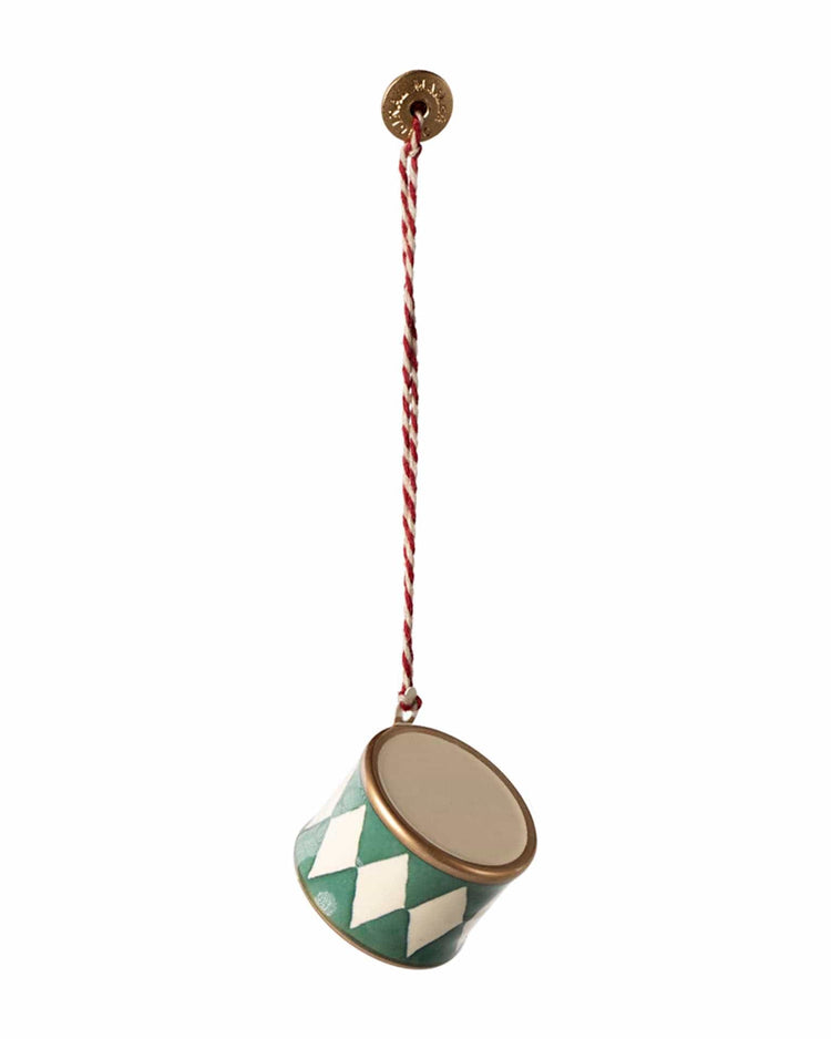 Little maileg play small drum metal ornament in dark green