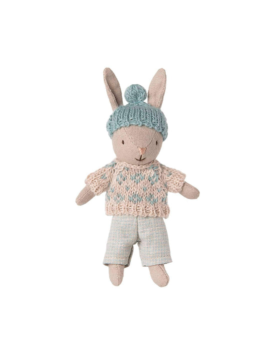 Little maileg play winter rabbit, micro - sand - mint