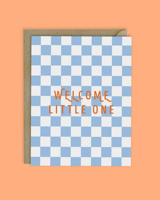 Little mellowworks Party welcome little one blue check card